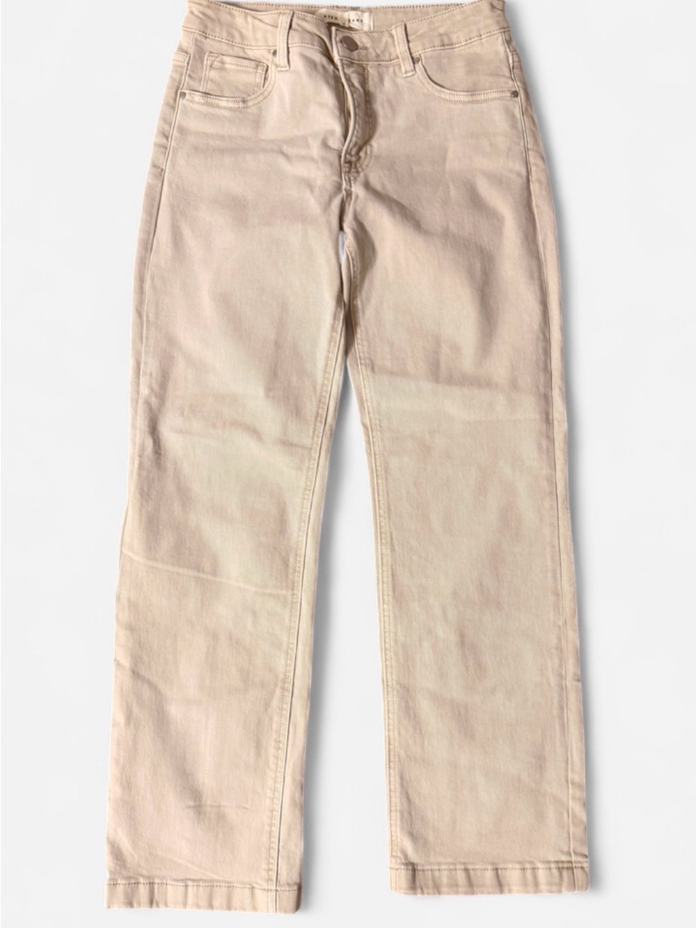 Risen Tummy Control Mid Rise Straight Leg Jeans Tan Size 5/27